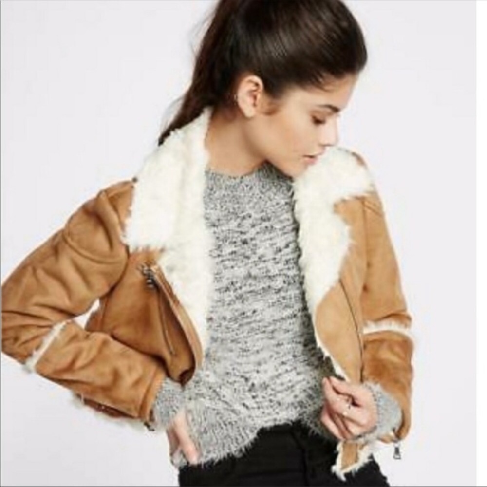 SOLD Express Faux Fur and Shearling Moto jacket - Picture 1 of 2